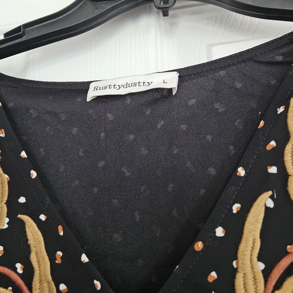 RusttyDustty - Black Floral Women's Dress - Picture 2 of 4